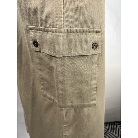 Original Ty Wear Womens A Line Skirt Khaki Tan Midi Pockets Petites 12P Vintage - Picture 8 of 12